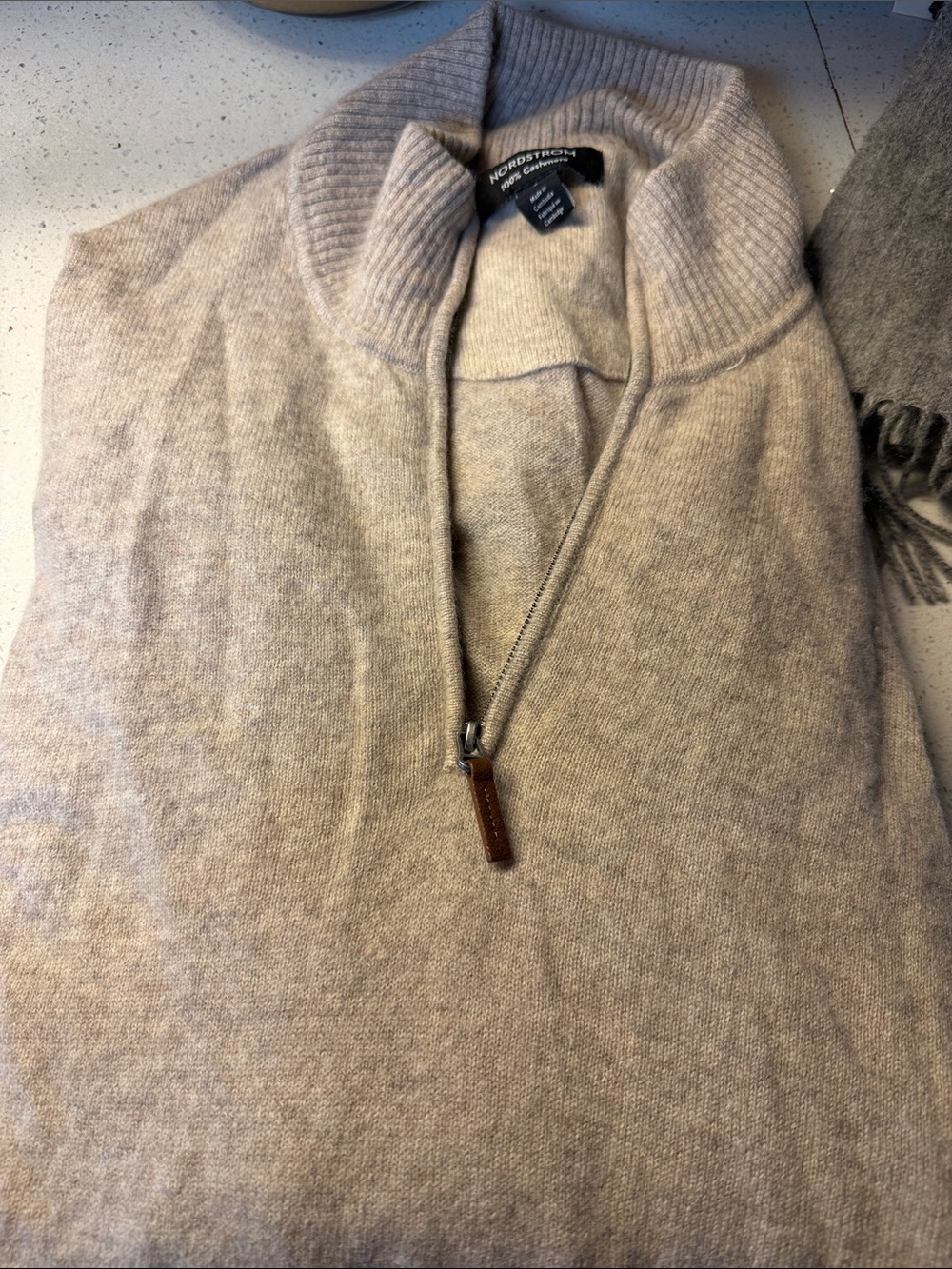 Nordstrom 100% cashmere - Beige quarter-zip sweater in size 
LARGE